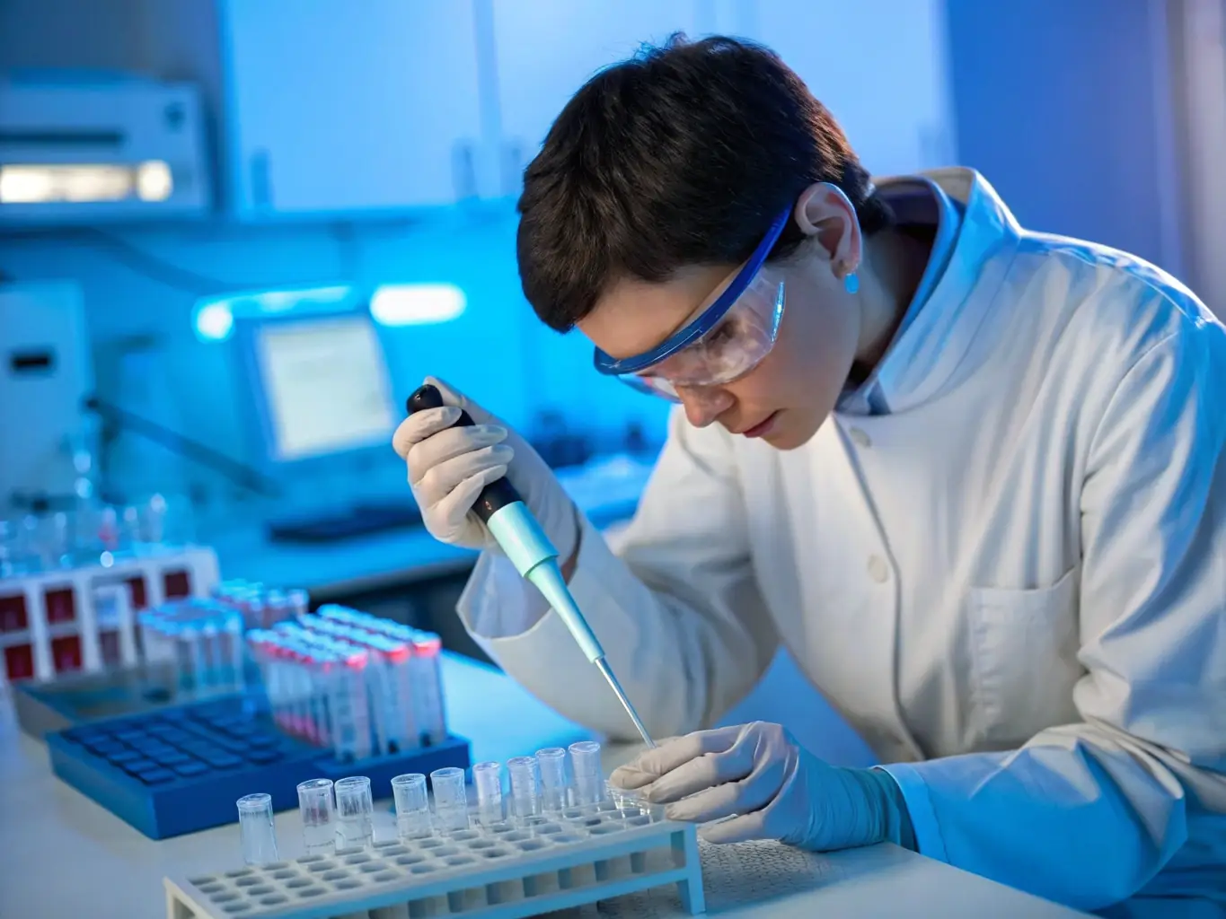 A scientist examining a DNA sample in a lab, symbolizing the genetic improvement initiatives.